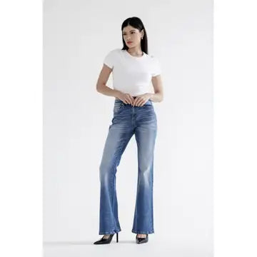 High-rise Relaxed Flare By Mica - Med Wash - Salty Lime Boutique