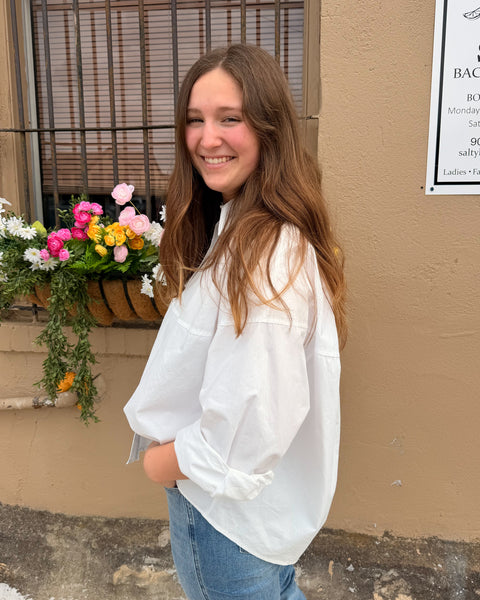 The Claire Button Down Top - White