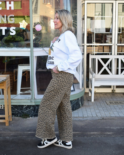 LEOPARD PRINTED MARINE STRAIGHT PANTS