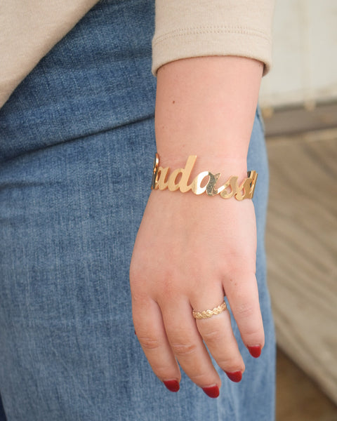 BADA** SCRIPT METAL CUFF BRACELET - 2 COLORS