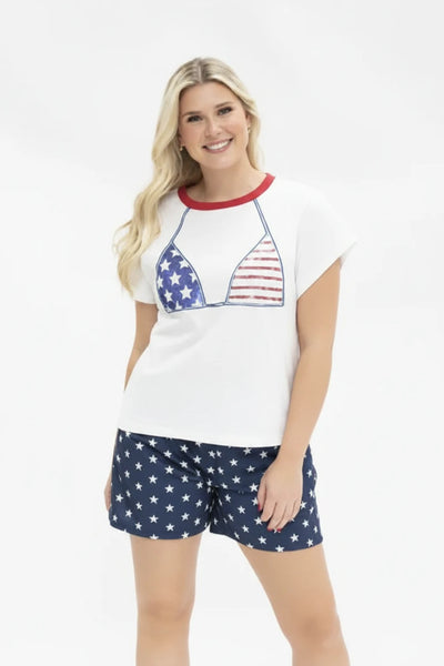 Sequin Bikini Tee  - White - Salty Lime Boutique