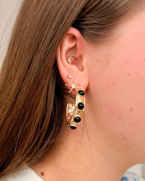 GOLDEN GEM HOOP EARRINGS - 5 COLORS - Salty Lime Boutique