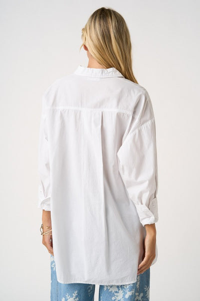 Oversized Button Down Long Sleeve Boyfriend Shirt - White
