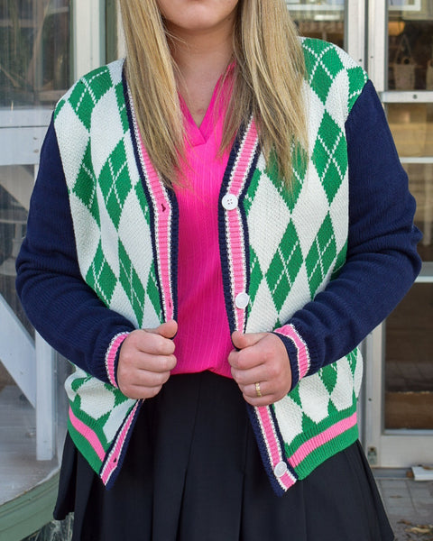 ARGYLE MULTI COLOR CARDIGAN SWEATER
