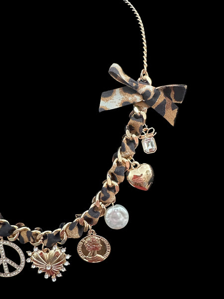 Scarf Charm Necklace - Leopard - Salty Lime Boutique