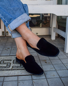 SPOTLIGHT FLAT MULE BY CORKYS - BLACK VELVET