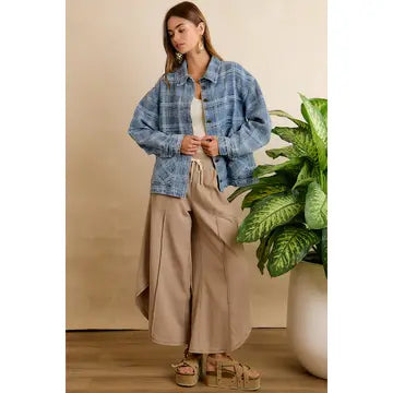 Good Plaid Days Oversized Denim Jacket