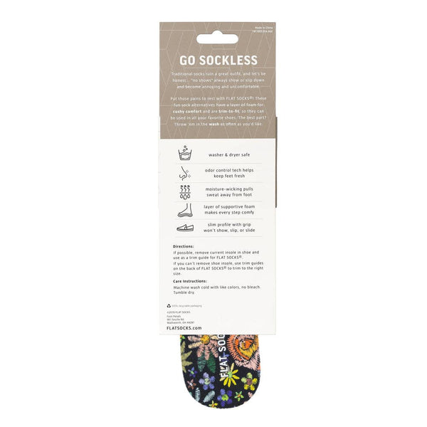 Flat Socks Insoles - Floral Embroidery