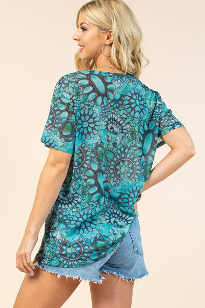 Mago Semi Sheer Mesh Top - Turquoise - Salty Lime Boutique