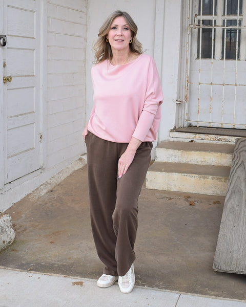 SCUBA DOLMAN SLEEVE TOP - BLUSH