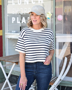 TAKE FIVE TOP - NAVY/CREAM