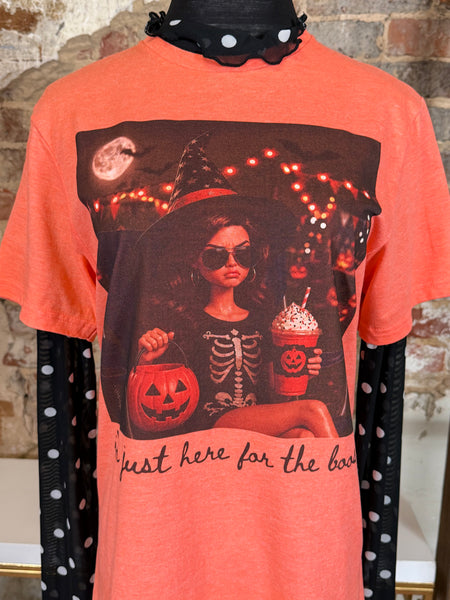 Just Here for the boos Graphic Tee - Heathered Orange - Salty Lime Boutique