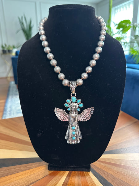 INDIAN EAGLE DANCER CHUNKY NECKLACE - SILVER - Salty Lime Boutique