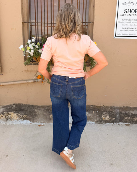 Judy Blue Claudia Ankle Wide Leg Jean- Deep Indigo - Salty Lime Boutique