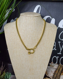 LUXE HORSEBIT BOX CHAIN NECKLACE- GOLD