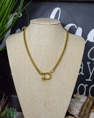 LUXE HORSEBIT BOX CHAIN NECKLACE- GOLD