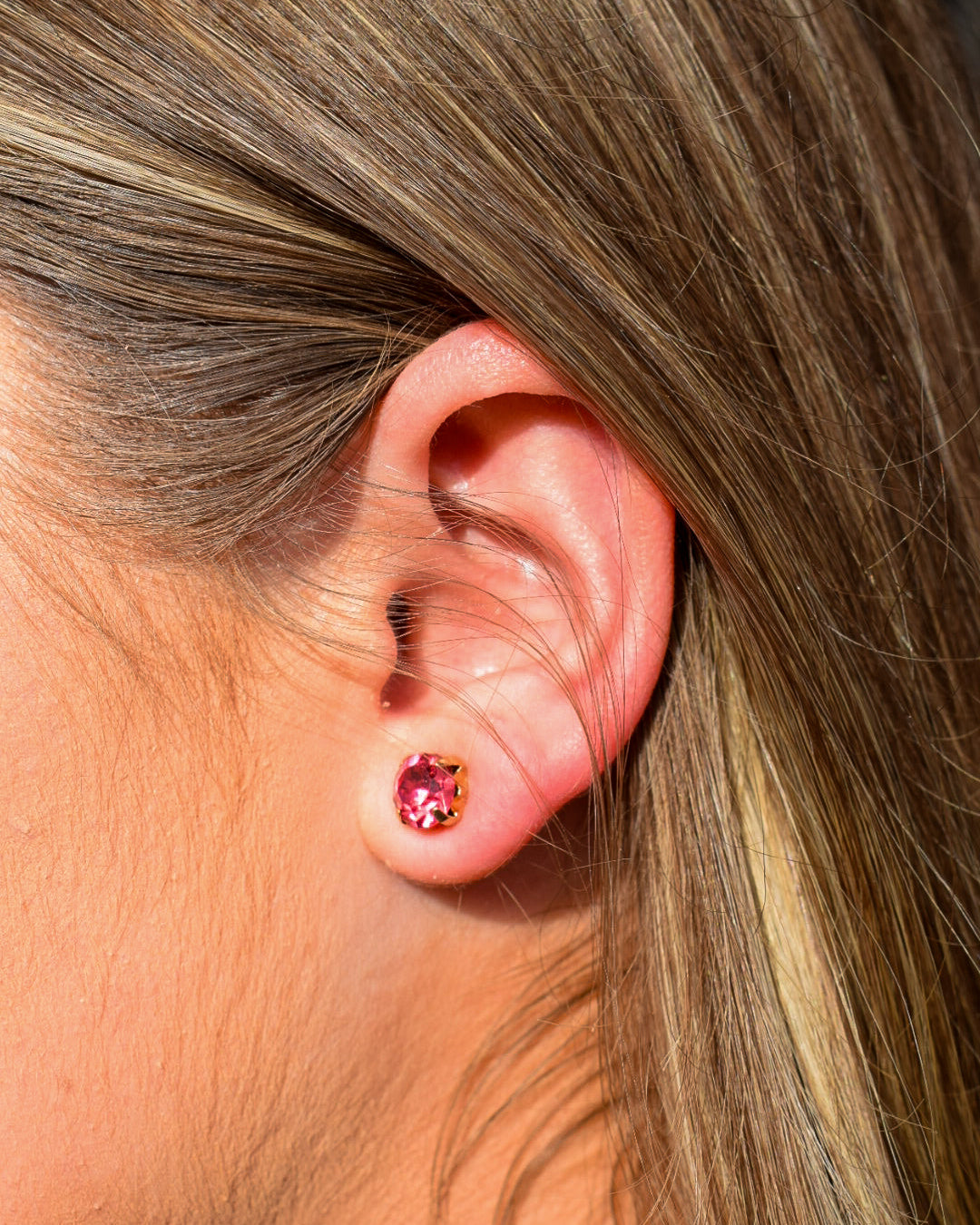 FUCHSIA STUD CRYSTAL EARRINGS