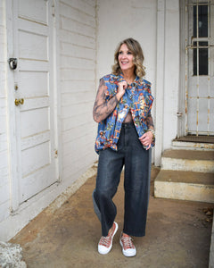 PEARL SNAP FLANNEL VEST TOP BY A RARE BIRD -COWGIRL