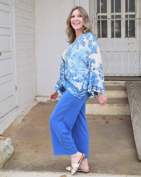 SCUBA CROPPED LOUNGE PANTS - ROYAL - Salty Lime Boutique