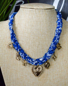 SCARF CHARM NECKLACE - BLUE