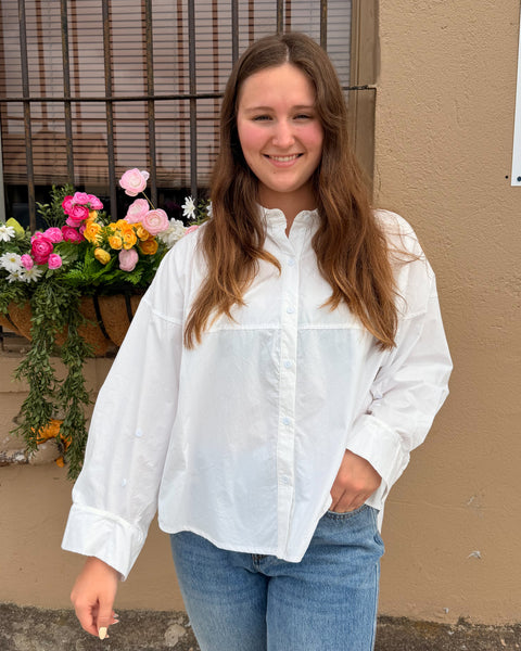The Claire Button Down Top - White