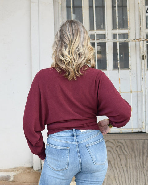 ELIZA OFF SHOULDER TOP - WINE