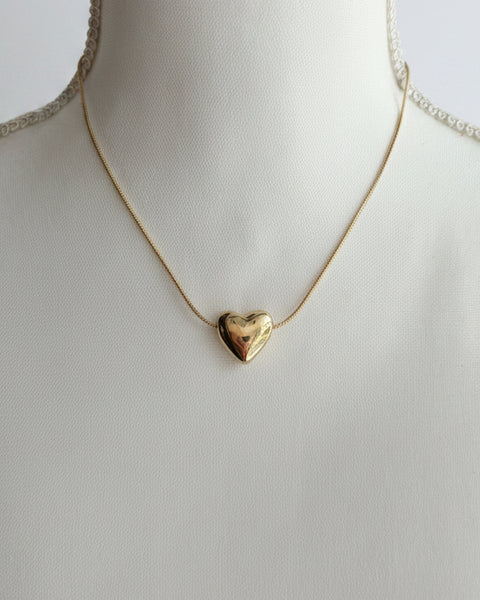 Puff Heart Necklace - Gold