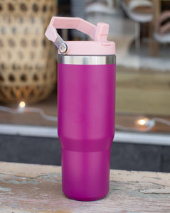 STAINLESS STEEL FLIP STRAW TUMBLER 30 oz  - 2 COLORS