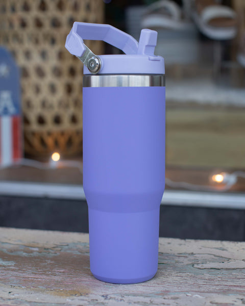 STAINLESS STEEL FLIP STRAW TUMBLER 30 oz  - 2 COLORS