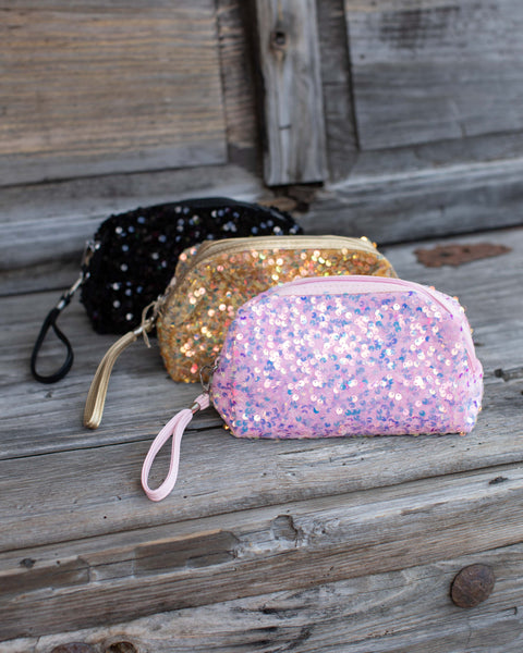 COLORFUL SHINE SEQUIN MAKEUP BAG - 5 COLORS