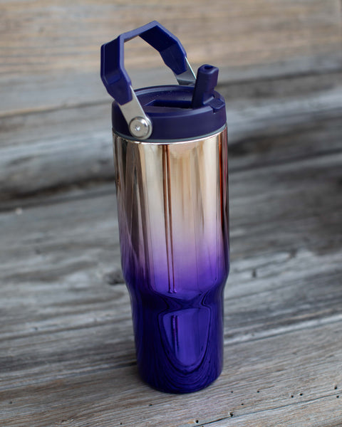 STAINLESS STEEL FLIP STRAW TUMBLER MIRROR FINISH 30 oz -  2 COLORS