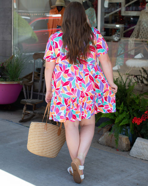 WINE COUNTRY BUBBLE PUFF SLEEVE DRESS