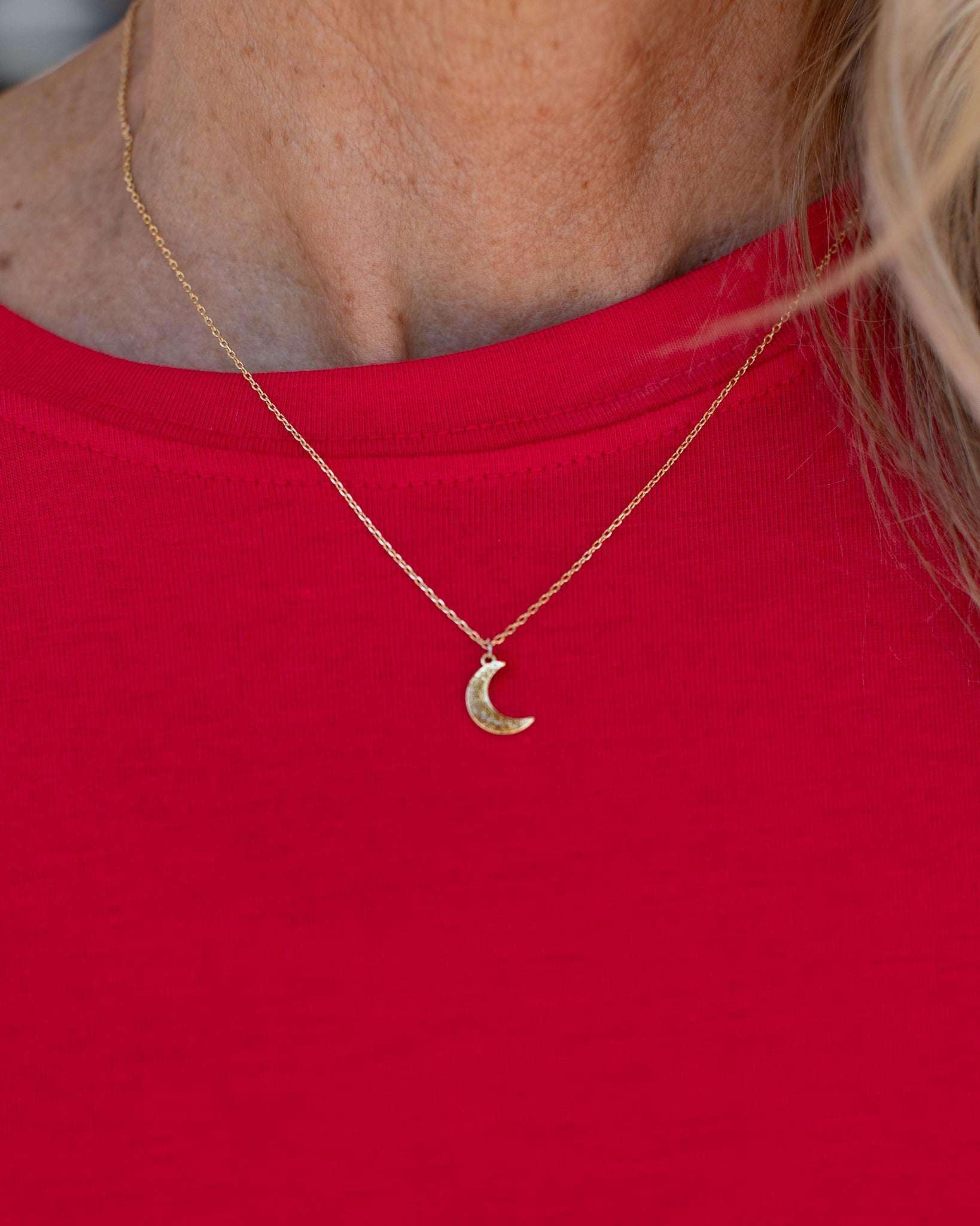 LOVE YOU ALWAYS GLITTER MOON NECKLACE