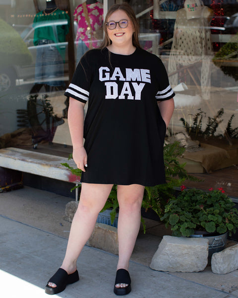 SEQUIN GAME DAY T SHIRT DRESS - RED