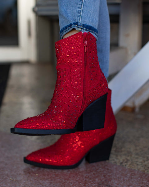 RUBY RED CRYSTAL BOOT BY VERY G