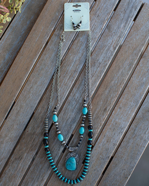 GEORGIA TURQUOISE NATURAL STONE NECKLACE SET