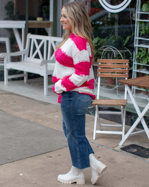 SWEET ESCAPE DISTRESSED LONG SWEATER - PINK