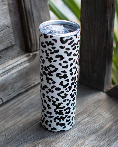 STAINLESS STEELE RAISED LEOPARD TUMBLER WITH SLIDE TOP 20 oz - 2 COLORS