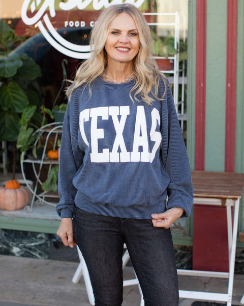 TEXAS RIB CORD SWEATSHIRT - NAVY