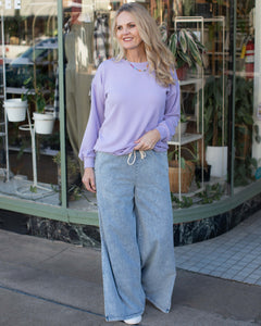 ONE LIFE TO LIVE SOLID URBAN RIBBED TOP - LAVENDAR