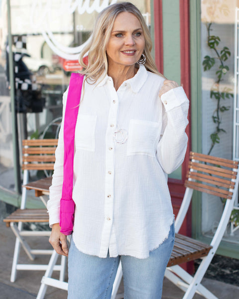 HADLEY SOFT WASHED CRINKLED GAUZE BUTTON DOWN SHIRT
