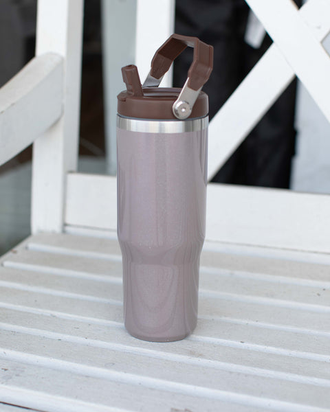 STAINLESS STEEL PEARL FLIP STRAW TUMBLER 30 OZ