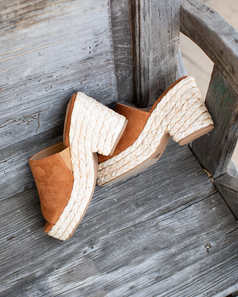 SOLSTICE ESPRDRILLE WEDGE BY CORKY'S - COGNAC