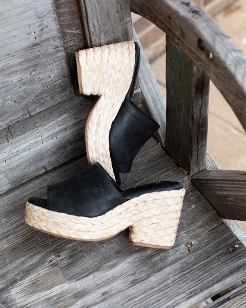 SOLSTICE ESPERDRILLE WEDGE BY CORKY'S - BLACK