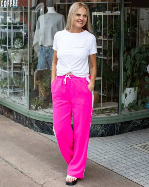 LOVE OF MY LIFE WIDE LEG BOTTOMS - HOT PINK