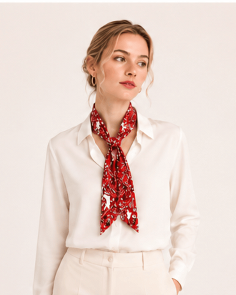 WLLS304 Bandana Skinny Scarf: Red - Salty Lime Boutique
