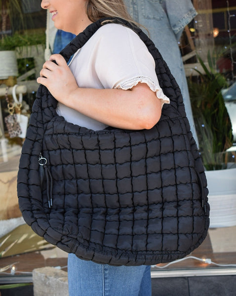 OVERSIZED QUILTED CARRYALL CROSSBODY BAG - 8 COLORS