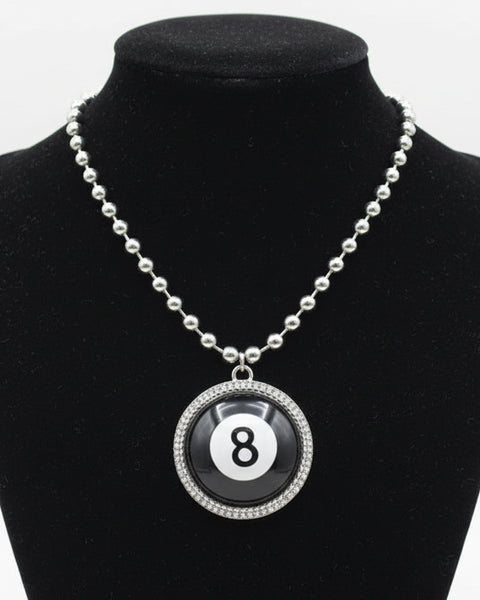 EIGHT BALL NECKLACE - SILVER - Salty Lime Boutique