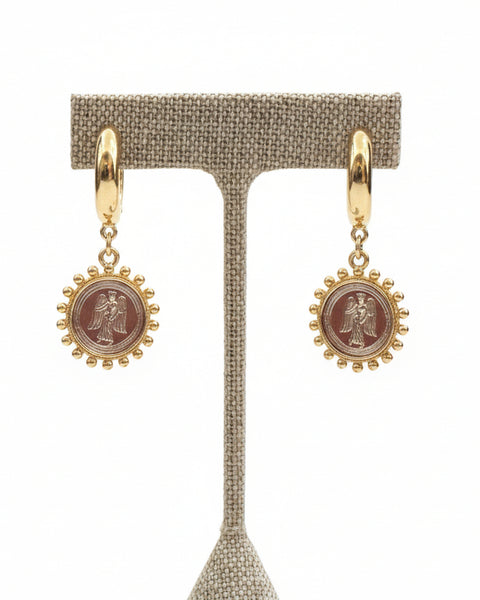 ROMAN COIN HOOP DANGLE EARRINGS- GOLD AND SILVER TONE - Salty Lime Boutique