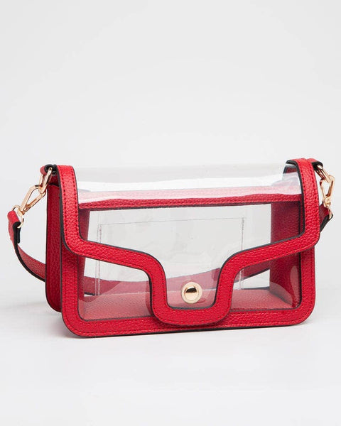 TG10551 Nina Clear/Gameday Shoulder Bag: Red - Salty Lime Boutique